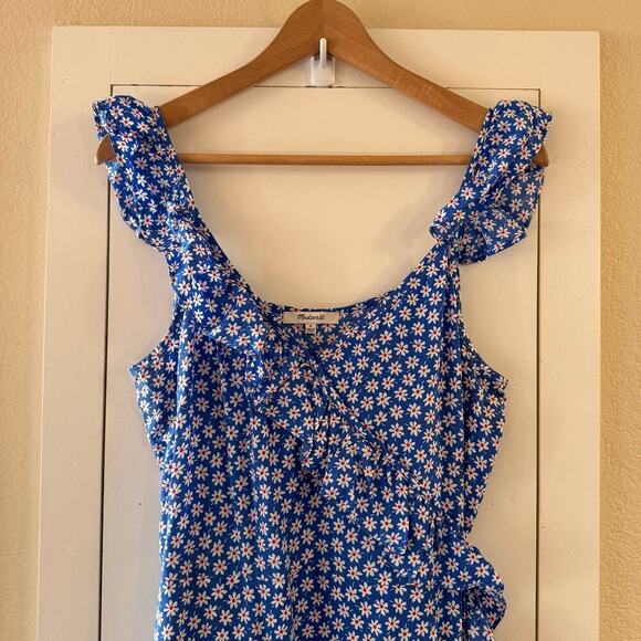 Madewell Ruffled Wrap Maxi Dress in Mini Daisy Floral Blue Size 8 Prairie Spring - Picture 5 of 11